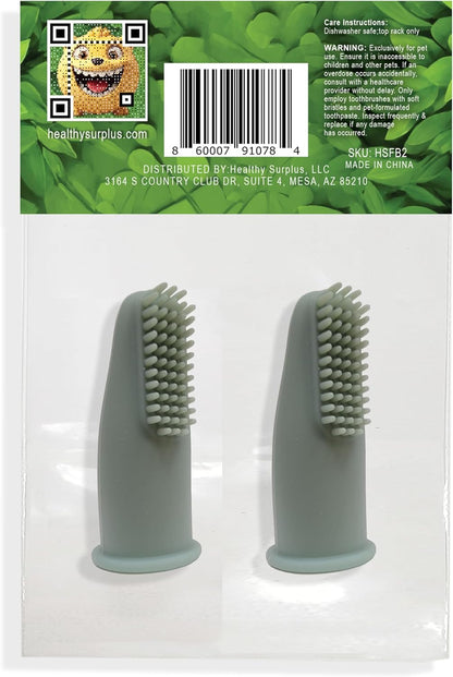 Healthy Surplus Silicone Finger Brush Twin Pack | 1 Virbac CET Enzymatic Poultry Toothpaste 2.5 oz/70 g | Fresh Breath, Plaque & Tartar Control | Dog Tooth Brushing Kit Oral Care for Pets