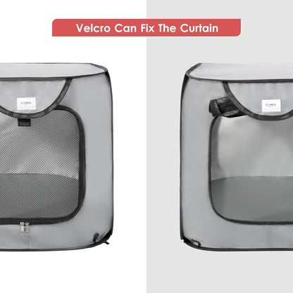 Love's Cabin 36in Portable Large Dog Bed - Pop Up Dog Kennel, Indoor Outdoor Crate for Pets, Portable Car Seat Kennel, Cat Bed Collection, Grey