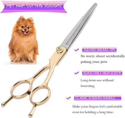 Fcysy Dog Grooming Kit - Hair Scissors Thinning Shears Set for Dogs & Cats