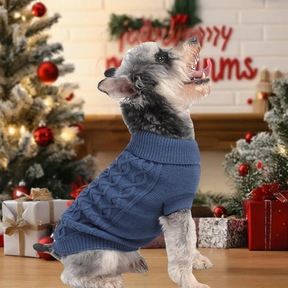 Small Dog Warm Winter Sweater MengMengDa Pet Clothes Puppy Knitwear for Small to Medium Breeds Dog Outfits (Dark Blue M)