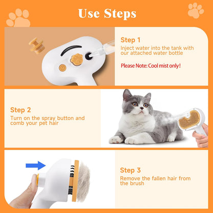 Pet Steam Brush for Dog & Cat shower bath brush Grooming Comb with Spray, Defur Tool, Water-Free Shampoo, Bath Gloves,Bath Brush, Tooth & Ear Brush, Towel (11PCS)