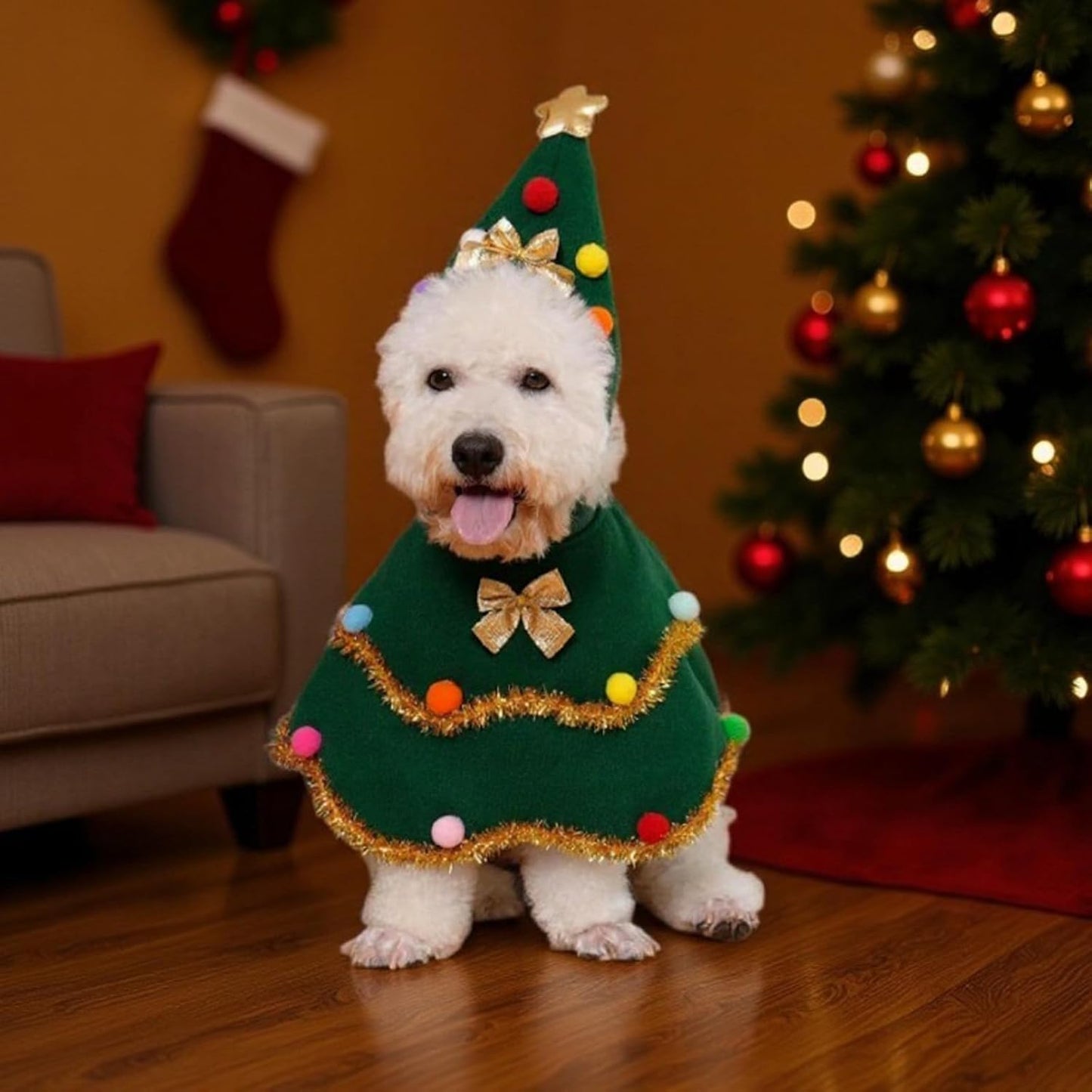 Christmas Pet Outfit，Custom Fit Holiday Clothes for Dogs & Cats,Soft, Comfortable & Festive Apparel,Perfect for Holiday Photos & Parties– Size M fits Pets Weighing 5–8lbs