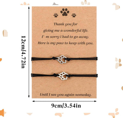 Cat Memorial 2PCs Gifts for Loss of Cat Pet Paw Bracelet for Women Men for Cat Passing Away Gifts for Cat Lovers Bereavement Gifts for Cat Lover Memory Gifts Loss of Furry Friend Sympathy Gift
