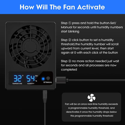 Thermometer Hygrometer with Dehumidifier Ventilation Fan