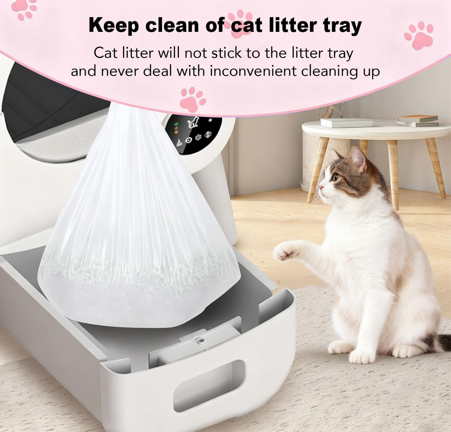 120 Count Cat Litter Box Liners for Fsitego and Fumoi Self Cleaning Litter Box, Extra Thick Heavy Duty Cat Litter Bags Replacement, with Drawstring(26" x 11.8") (20 Count (Pack of 6))