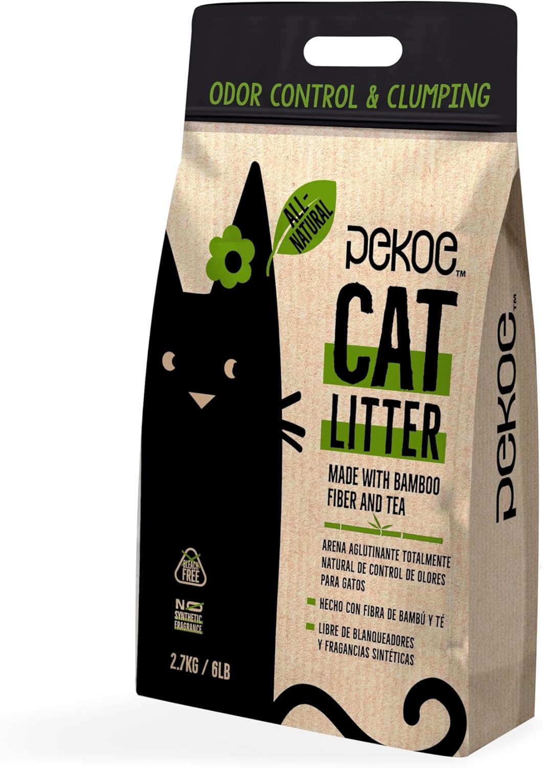 PeKoe All-Natural Odor Control & Clumping Cat Litter with Bamboo and Tea, 6-lb Bag (Pack of 1)