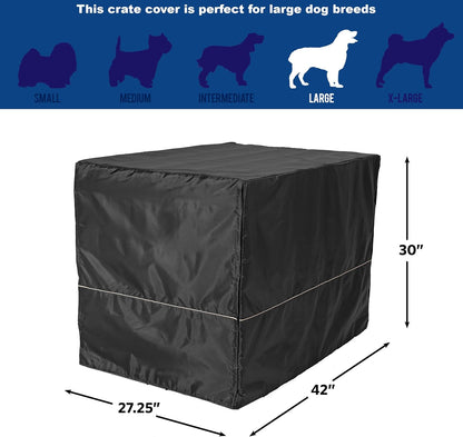 MidWest Homes for Pets Large Dog Crate Cover, Black Polyester Privacy Kennel Cover Fits Most 42-inch Crates, Machine Washable, Reduces Barking & Chewing