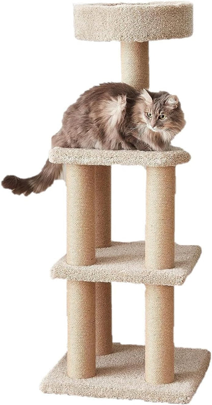Amazon Basics Cat Tree - Indoor Cat & Kittens Multi-Level Climbing Activity Tower with Scratching Posts, Large (45.9"H) - Beige