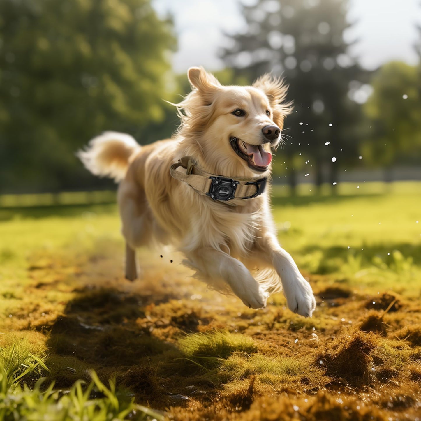 Dog Collar with Airtag Holder, Airtag Dog Collar IP68 Waterproof with Control Handle and Metal Buckle, Military Tactical Air Tag Dog Collar Holder for Medium Large Dogs(Brown, M)