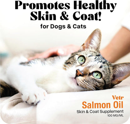 Vetr Norwegian Salmon Oil for Dogs & Cats, 16.9 oz - Omega 3 Fish Oil for Healthy Skin, Shiny Coat, Joint & Heart Health