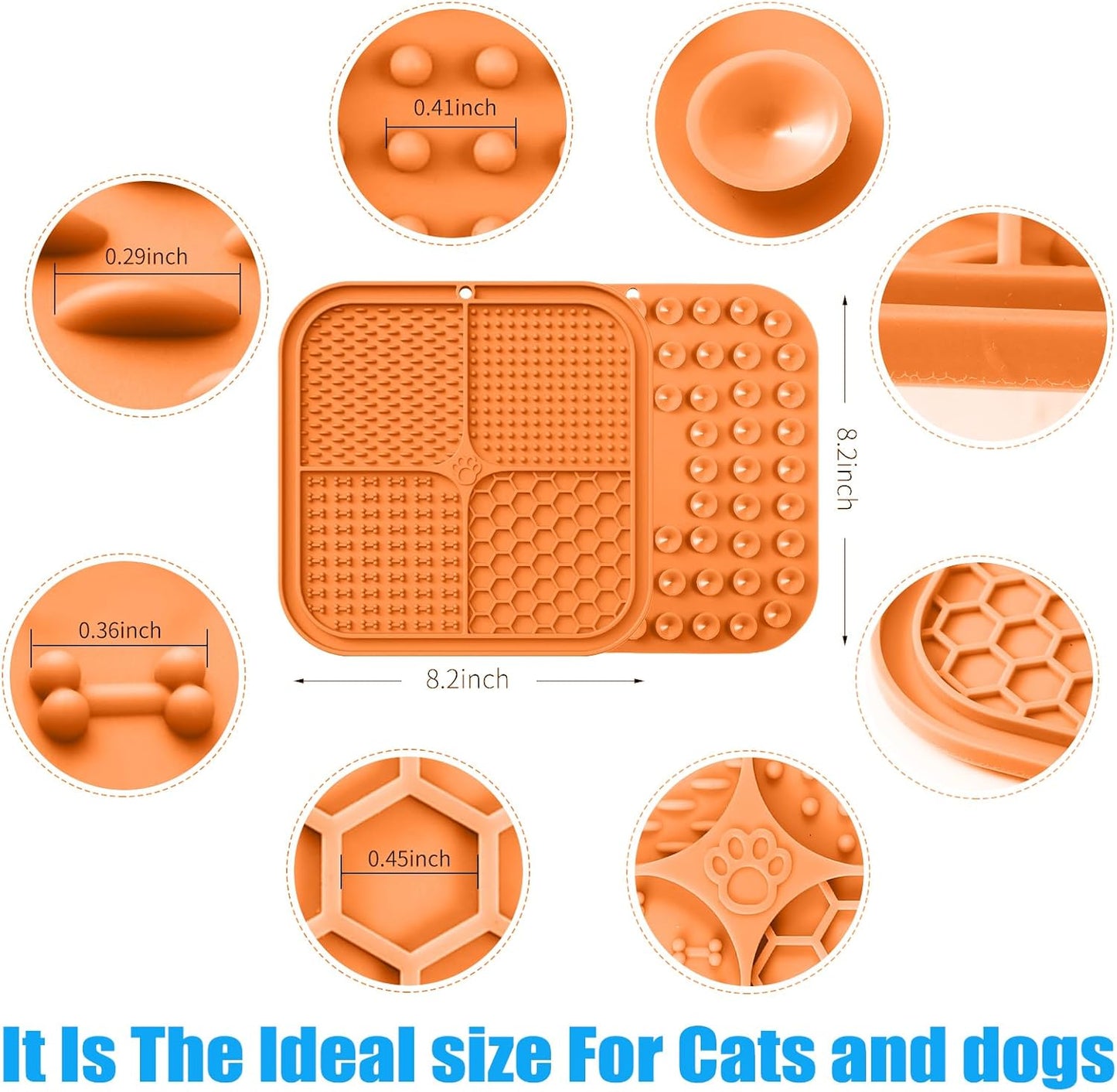 Lick Mat for Dogs, Premium Lick Pad with Suction Cups for Dog Anxiety Relief, Slow Feeder Dog Bowls, Bathing, Grooming and Training (Orange, 1pack)
