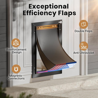 All Aluminum Dog Door for Exterior Door, Large Doggy Door, Heavy Duty Pet Door, Double Magnetic Flaps, Thermal Tnsulation, Energy Efficient, Sliding Lock Panel (Pets Up to 110Lb).