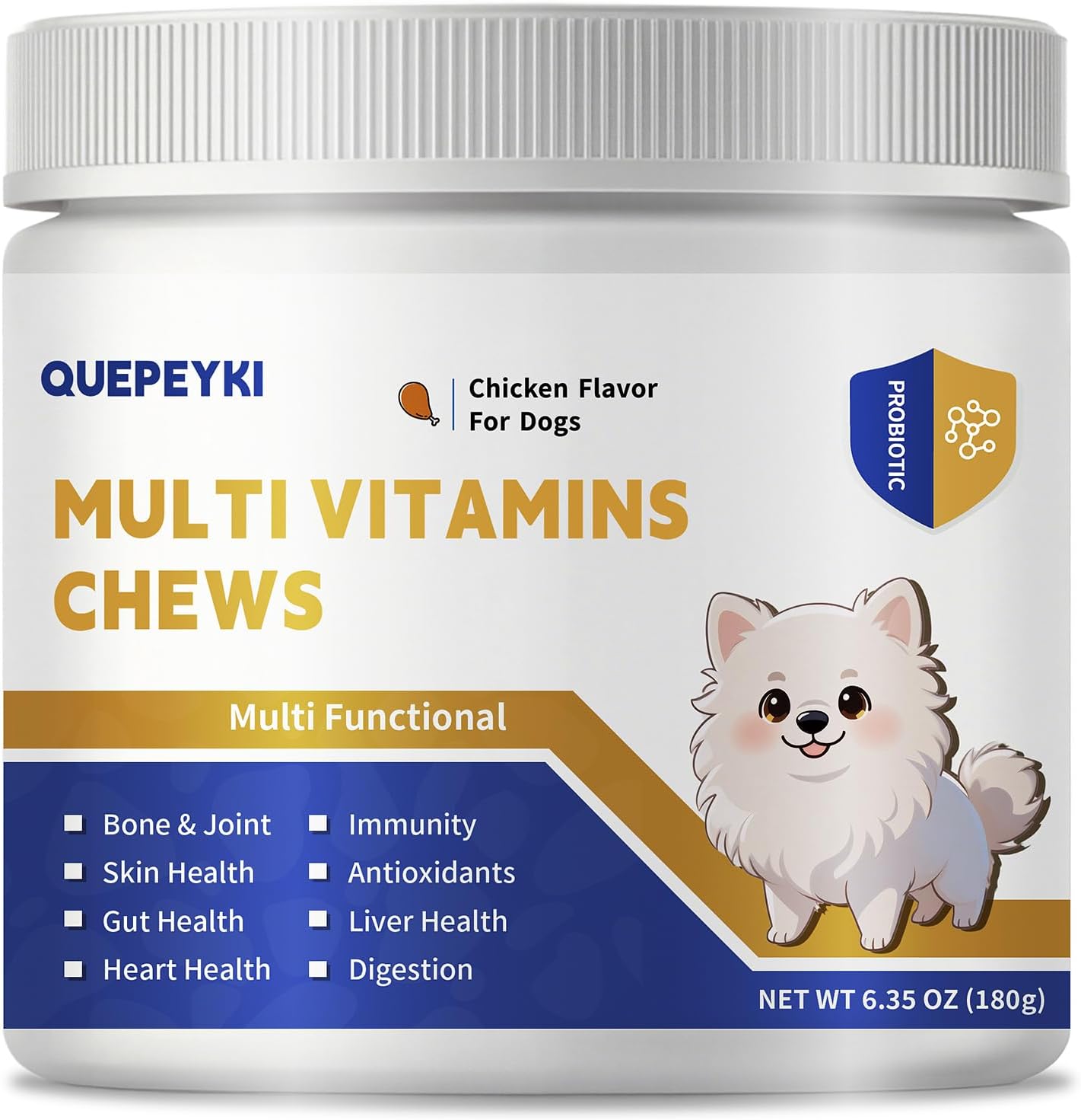 Dog Multivitamin Chewable Dog Vitamins and Supplements with MSM & Glucosamine, Omegas 3 for Gut Health Joint Support Skin & Coat Heart Health Digestion Immune System - Chicken Flavored, 90 Ct