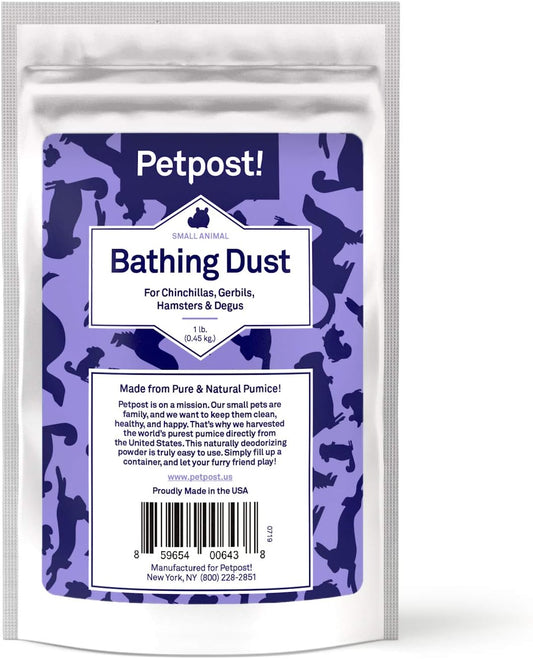 Petpost | Chinchilla Bath Dust for Small Animals - Natural, Pure Cleansing Pumice Sand for Cleaning Degus, Hamsters, & Gerbil 1 lb.