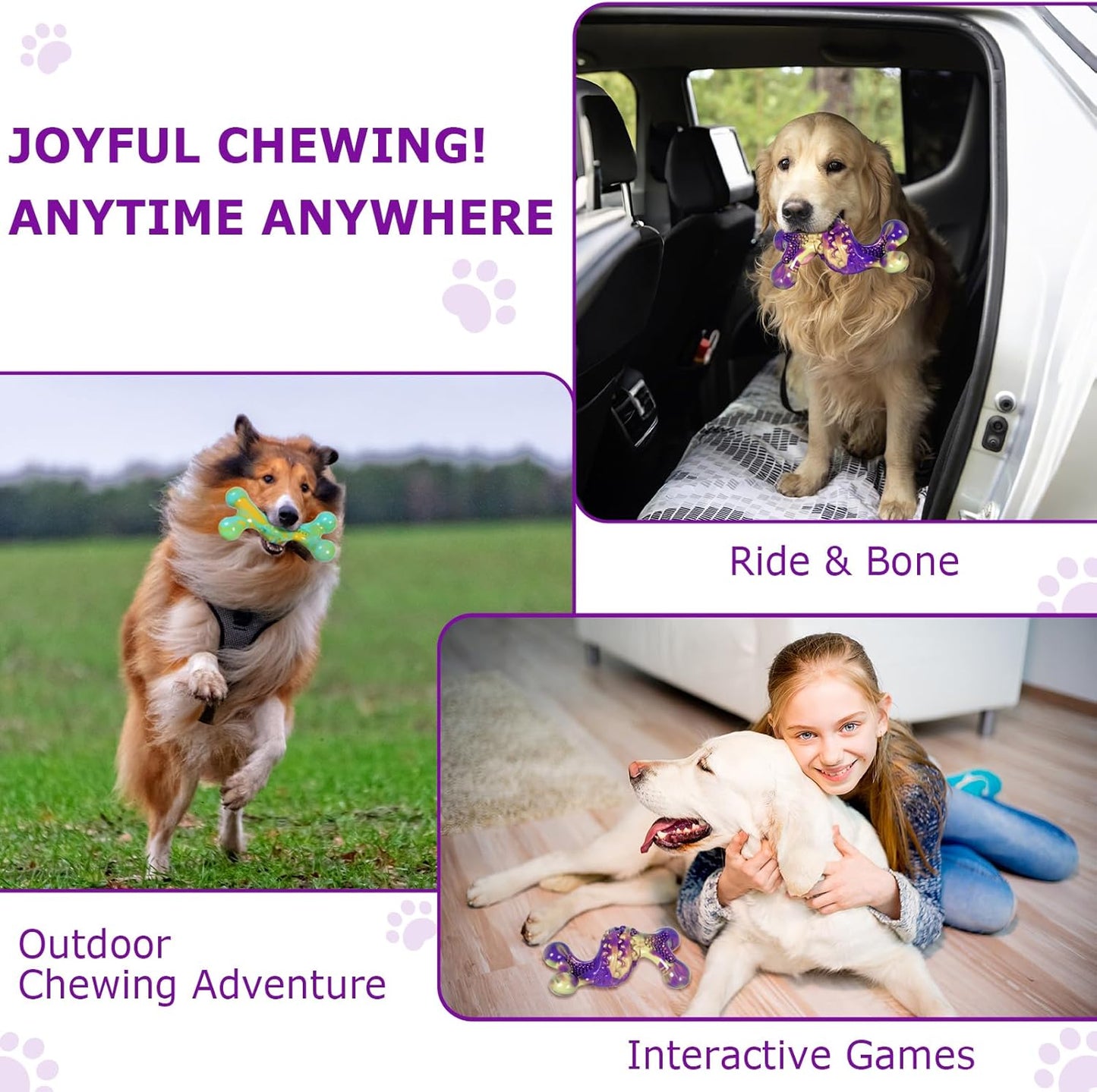 Dog Toys for Aggressive Chewers: 2 Pack Tough Dog Toy for Medium & Large Dogs Weighing 20-70 lbs, Indestructible Dog Chew Toys, Long-Lasting Dog Bones for Large Breed, Keeps Them Busy