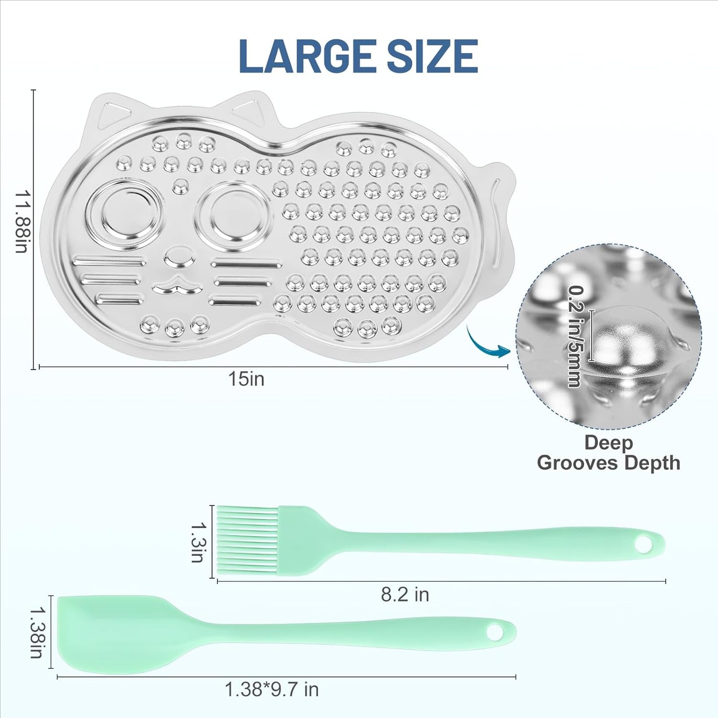 Stainless Steel Lick Mat for Dogs & Cats, Pet-Shaped Slow Feeder Pad, Chew-Proof, Non-Slip Large Licking Mat for Slow Eating, Stress Relief, Whisker Friendly for Cats