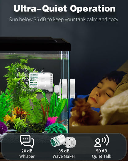 Pawfly Wave Maker for Aquarium, 800 GPH Aquarium Powerhead, Quiet Submersible Wavemaker for 25-100 Gallon Fish Tanks, Water Circulation Pump with Powerful Magnetic Base
