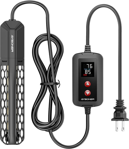 Aysoner Aquarium Heater for Fish Tank: 100W Adjustable Submersible Thermostat with Off-Water Protection & UL Certified Cord for 10-20 Gallons Fish Turtle Tank Enthusiasts