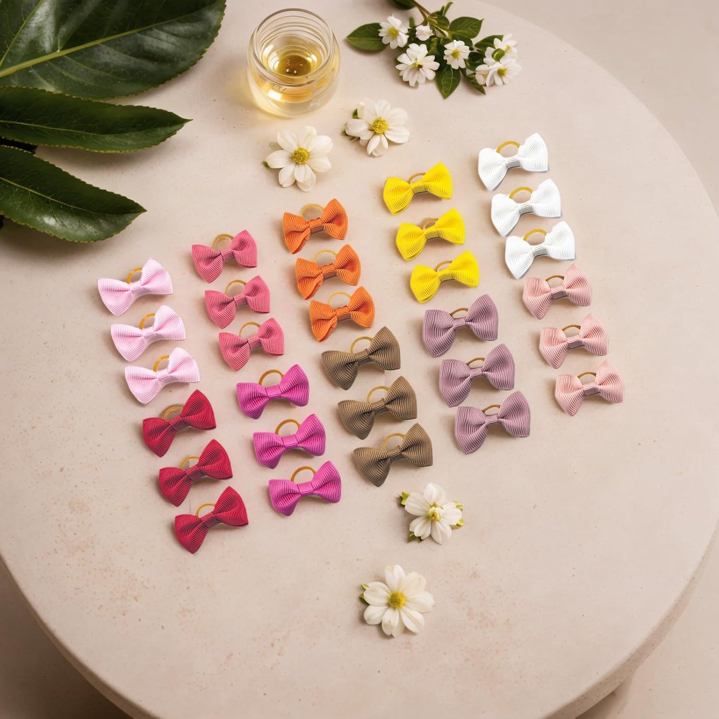 60 PCS Puppy Dog Bows with Rubber Bands Cute Small Hair Accessories Bow Pet Grooming (20 Colors x 3)