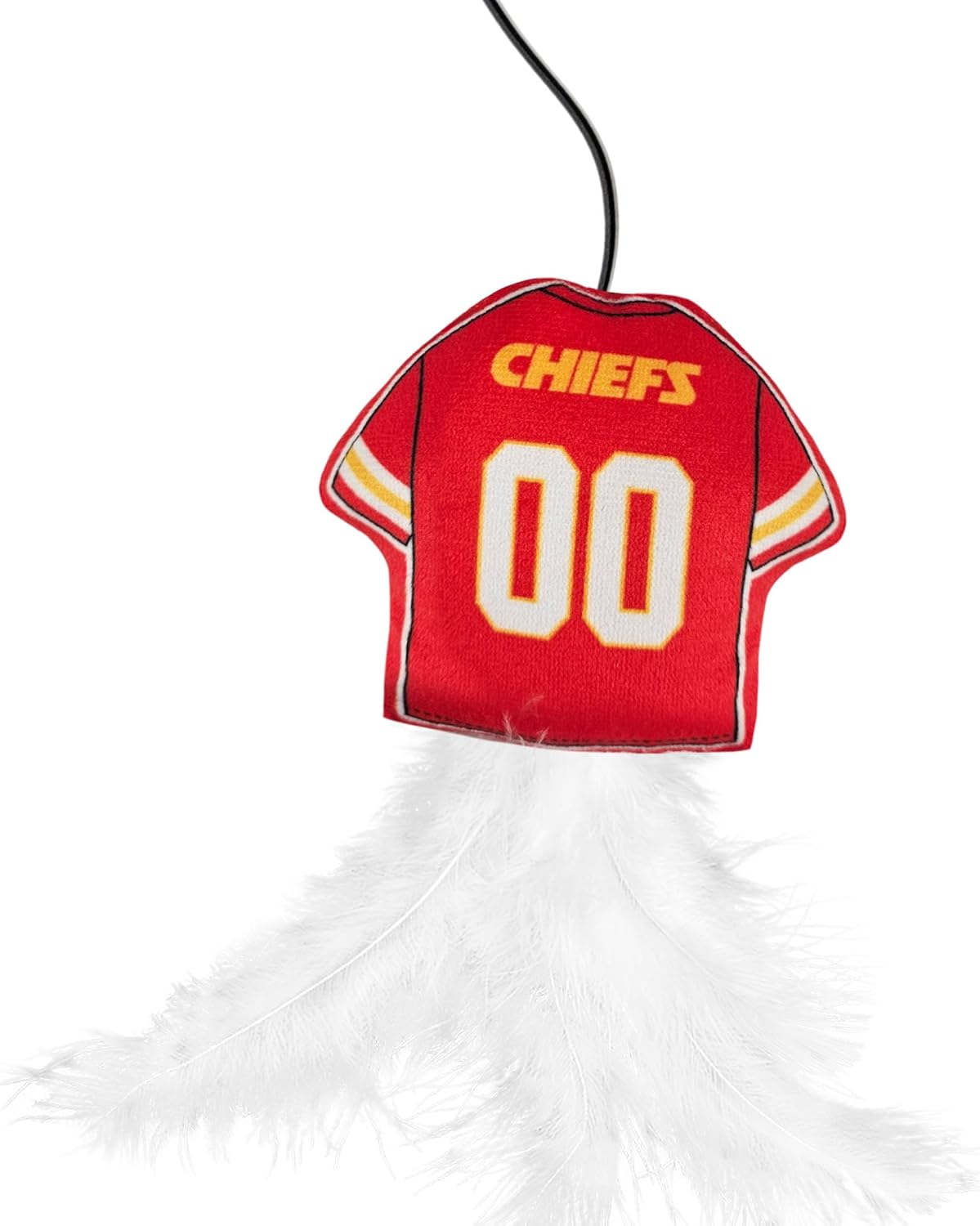NFL Kansas City Chiefs Cat Toy Wand with Catnip - Team Jersey Shaped Plush Teaser Toy for Cats & Kittens - Interactive Pet Toy for Play & Exercise