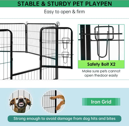 BestPet | Dog Playpen | 40 Inch, 16 Panels | Heavy Duty Metal Pet Exercise Pen | Indoor Outdoor Fence Panels | Rust-Resistant, Removable, Tool-Free Setup | Anti-Skid, Expandable Design