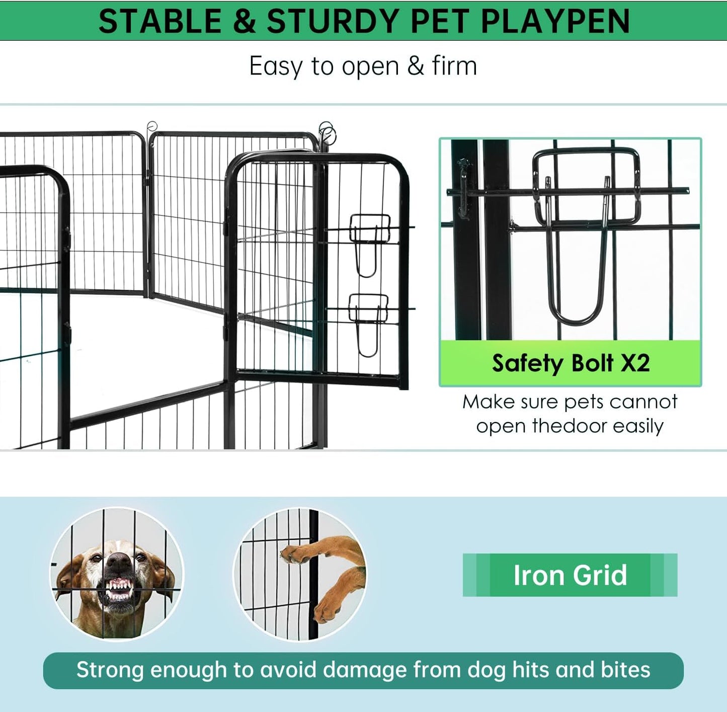 BestPet | Dog Playpen | 40 Inch, 16 Panels | Heavy Duty Metal Pet Exercise Pen | Indoor Outdoor Fence Panels | Rust-Resistant, Removable, Tool-Free Setup | Anti-Skid, Expandable Design