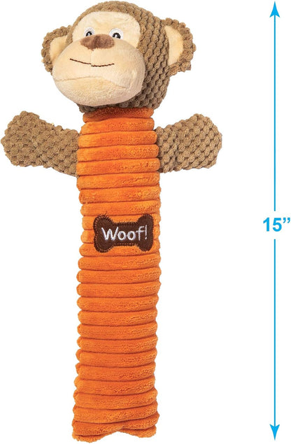 Best Pet Supplies Log Plush Dog Toy, Squeaky Dog Toy with 3 Textures and 2 Squeakers, Interactive Dog Toys for Small and Large Breeds - Sheep, Monkey and Cow Bundle, Large