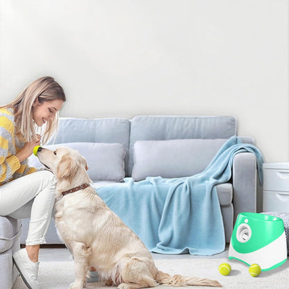 Automatic Dog Ball Launcher with 10/20/30FT Distances Dog Ball Thrower with 12 Tennis Rechargeable Interactive Thrower Machine for Mental Stimulation Training