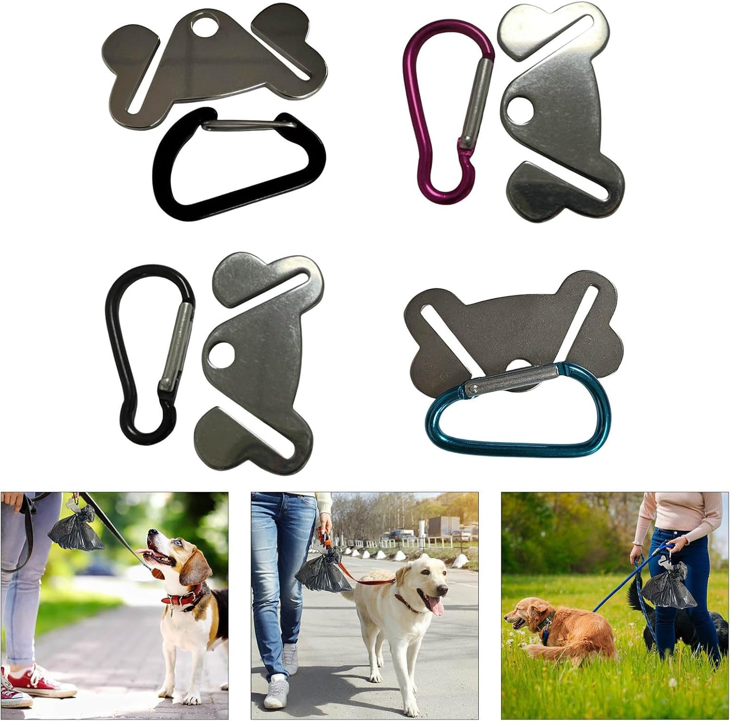 Metal Dog Poop Bag Holder Clip Hands Freely Waste Bag Secure For Outdoor Walking And Running And Practical Dog Poop