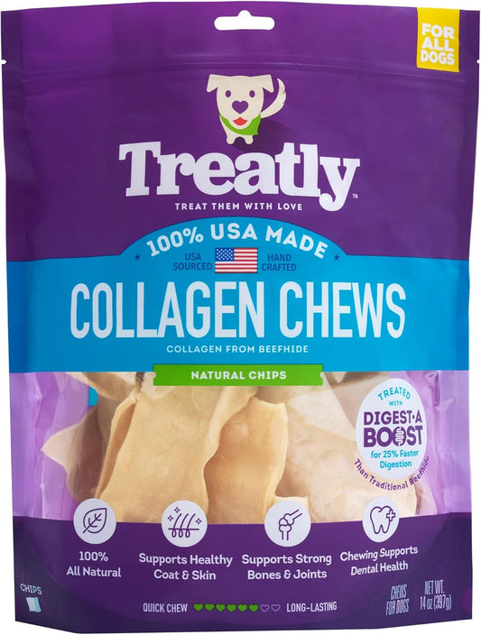 USA Collagen Chips Assorted Dog Chew Treats - Natural Flavor, 14oz/1 Pack