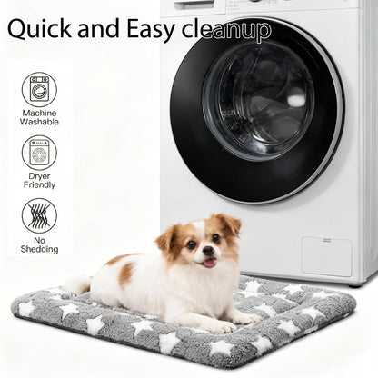 Dog Bed Mat, Reversible Crate Pad & Cute Dog Bed - Machine Washable Kennel Mat with Ultra Soft for Small Dogs (Cool/Warm), 24" x 18", Grey&Star