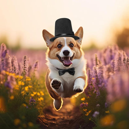 Pet Dog Formal Accessories Set 2Pcs Dogs Top Hat with Bowtie Cat Wedding Tuxedo Necktie Costumes for Puppies Kittens (Black)