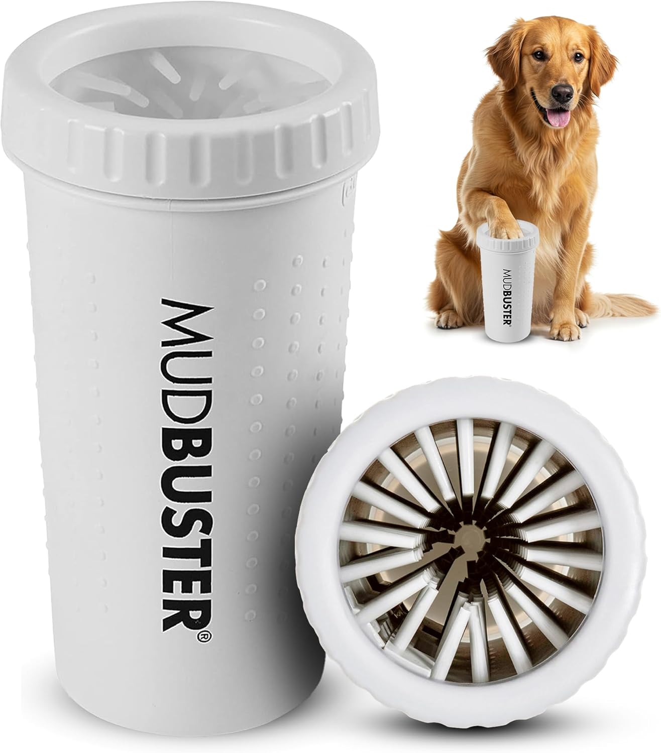 Dexas MudBuster Portable Paw Cleaner for Dogs, Large, Bright White Special Edition, Premium Pet Supplies and Accessories