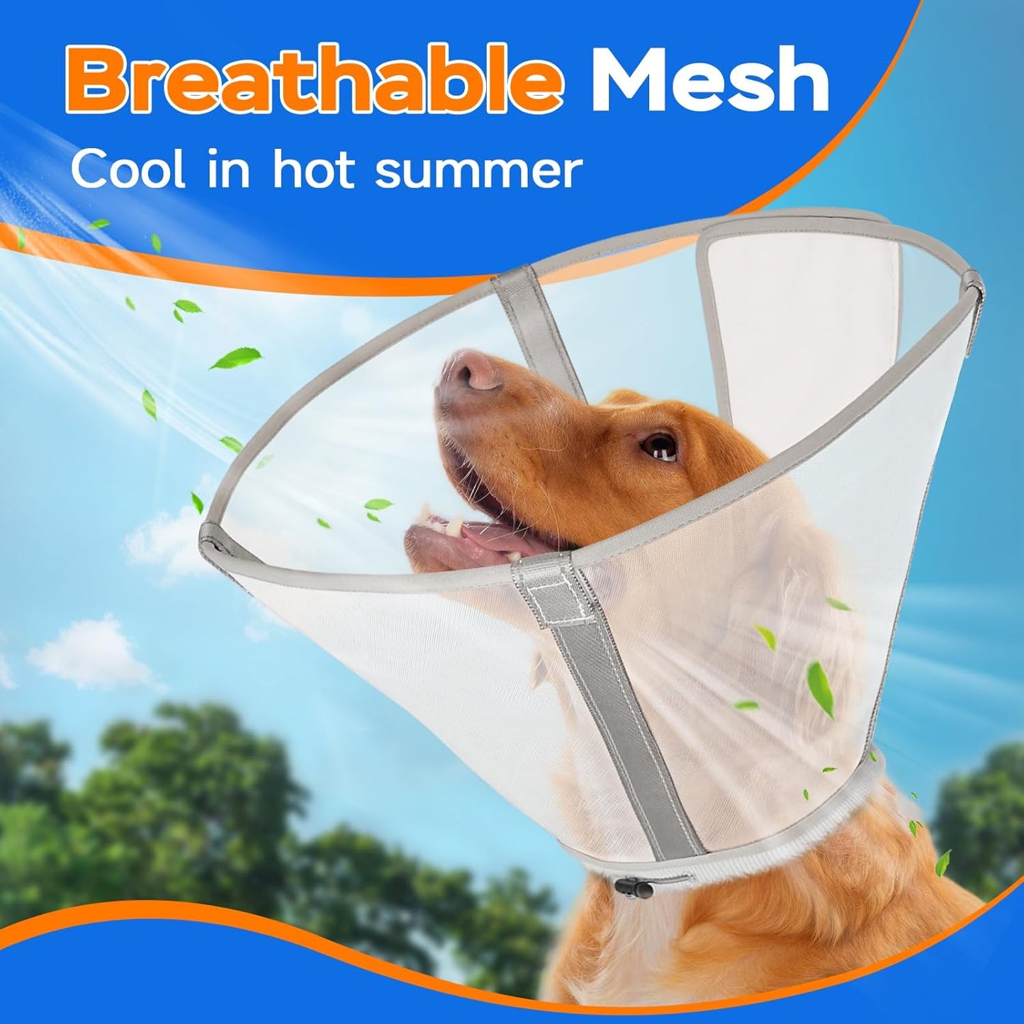 Dog Cone Collar to Stop Licking,Soft Mesh Recovery Collar After Surgery for Large Medium Small Dogs, Alternative to Elizabeth Cone of Shame (7,Grey)