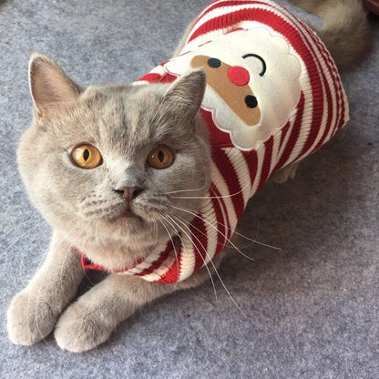 Cat Sweater Christmas Santa Claus Pet Cat Winter Knitwear Warm Clothes Medium