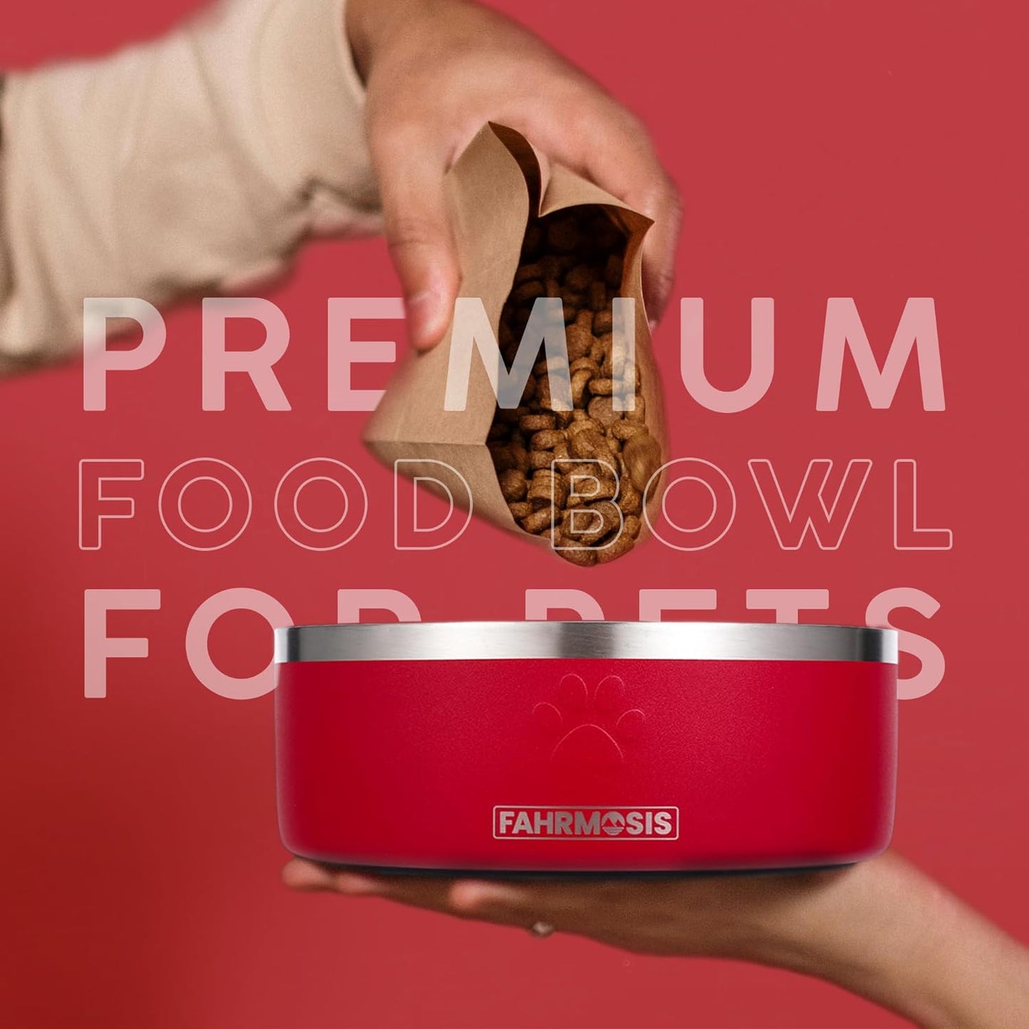 64 OZ Dog Bowl with Slow Feeder Insert Stainless Steel Pet Water Bowl for Medium & Large Breed Non Slip Rubber Base & Plastic Puzzle Feeder - Red