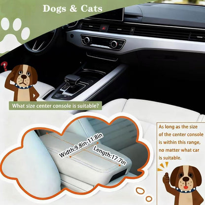 Cullaby Console Dog Seat | Anti-Collapse Armrest Booster for Small Dogs & Puppies - Secure Travel Carrier with Safety Clip-in Tether & Washable Cozy Cushion Pad - Up to 15 lbs