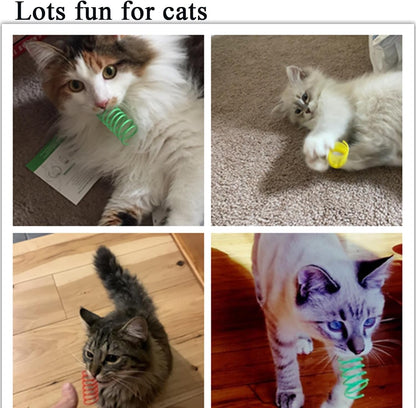 Cat Spring Toys, 16pcs Bouncy Coil Kitty Cats Spiral Spring Toy for Indoor Cats Heavy Interactive Cat Toys Springy Chew Toys Springs Cat Toy for Biting, Swatting, Hunting Entertainment kitten toys