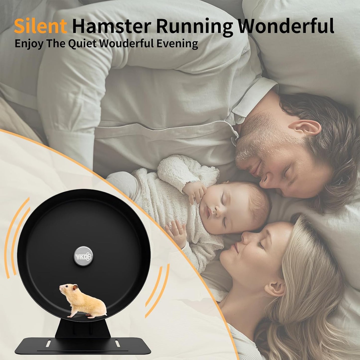 11.8" Silent Hamster Exercise Wheel, Aluminum Alloy Noiseless Running Wheel for Syrian Hamsters, Fancy Rat, Hedgehogs and Small Pets (Base-Black)