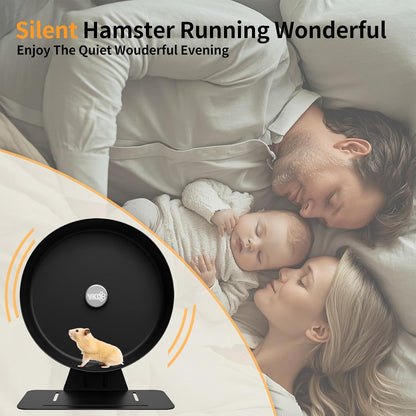 11.8" Silent Hamster Exercise Wheel, Aluminum Alloy Noiseless Running Wheel for Syrian Hamsters, Fancy Rat, Hedgehogs and Small Pets (Base-Black)