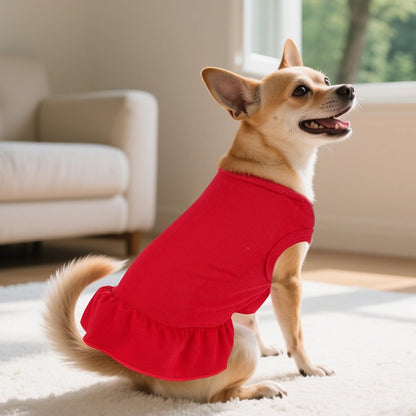 2 Pcs Dog Dresses Cat Skirt Solid Color Dog Clothes Summer Sleeveless Puppy Girl Clothes for Small Pet Dogs Cats (Black,Red, Small)