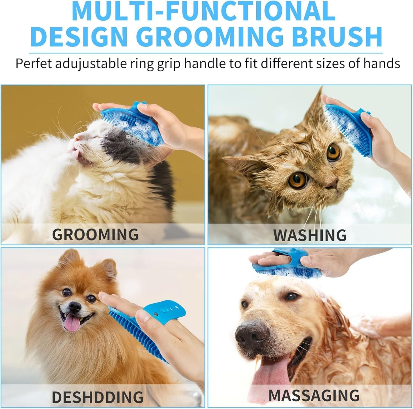 Professional 7 in 1 Dog Paw Cleaner for Dogs & Cats - Includes 1 Portable Paw Washer, 1 Bath Brush, 2 Dog Toothbrushes and 3 Absorbent Towels Note: Fits Paws 1.5 to 2.5 Inches Wide (Medium, Blue)