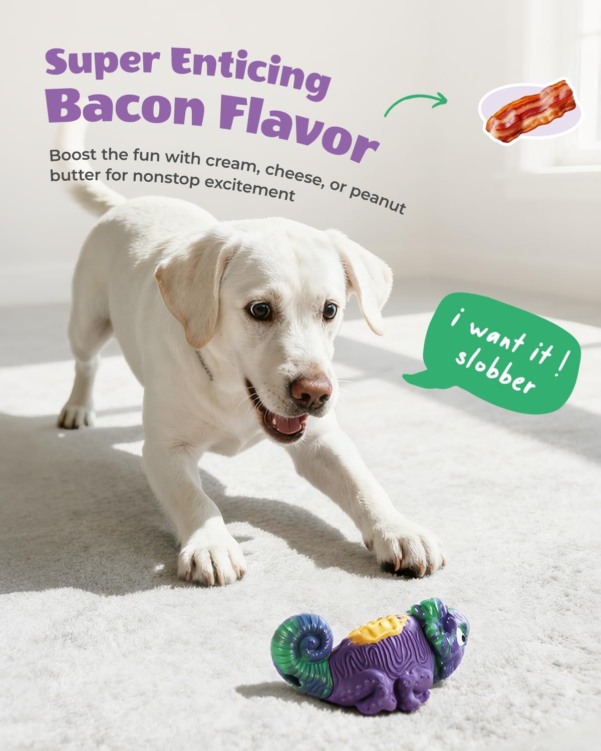 Tough Dog Toys for Aggressive Chewers: Squeaky Dog Toys for Medium & Large Breeds, Indestructible Dog Chew Toys to Keep Them Busy, Reduce Boredom, Bacon Flavor