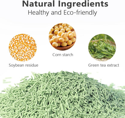 Tofu Cat Litter - Strong Clumping, Ultra Absorbent, Odor Control, Flushable, Low Tracking, Low Dust Tofu Litter Pellets 2 Packs/12LB (Green Tea)