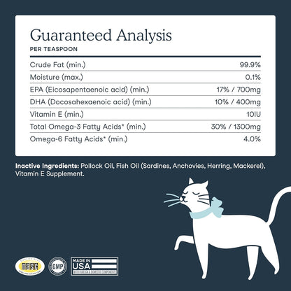Fera Pets Fish Oil - Omega 3 for Dogs & Cats to Support Joints, Heart, Skin and Coat Health - Non GMO with Vitamin E - 8 oz