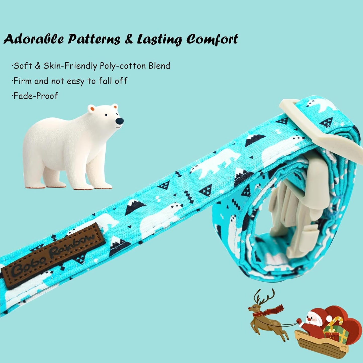 Dog Collar, Blue Bear Print Cute Pet Collars Durable Plastic Buckle Collars Adjustable Pet Collar for Small Girl or Boy Dogs