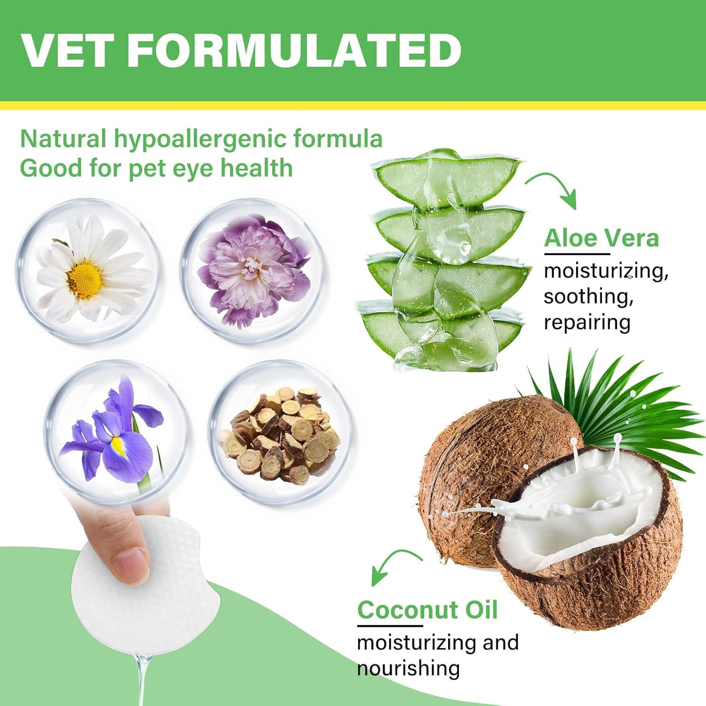 Dog Eye Wipes - Tear Stain Remover for Dogs, Gentle Formula for Cats and Dogs, Quick Care for Bright Fur, Thick, Soft and Skin-Friendly, 120pcs