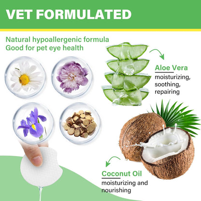 Dog Eye Wipes - Tear Stain Remover for Dogs, Gentle Formula for Cats and Dogs, Quick Care for Bright Fur, Thick, Soft and Skin-Friendly, 120pcs