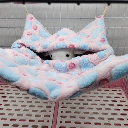 ISMARTEN Small Animal Hanging Hammock, Pet Hanging Nap Sack Sleep Bag Bed, Cage Hammock Beds for Ferret Guinea-Pig Sugar Glider Hamster Rat Mice Chinchilla Flying Gerbil and Squirrel (Pink)