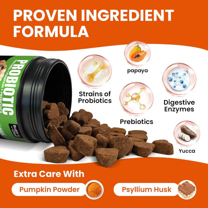 Dog Probiotics and Enzymes – Digestive & Immune Support Chews with Prebiotics for Dogs with Diarrhea or Itchy Skin